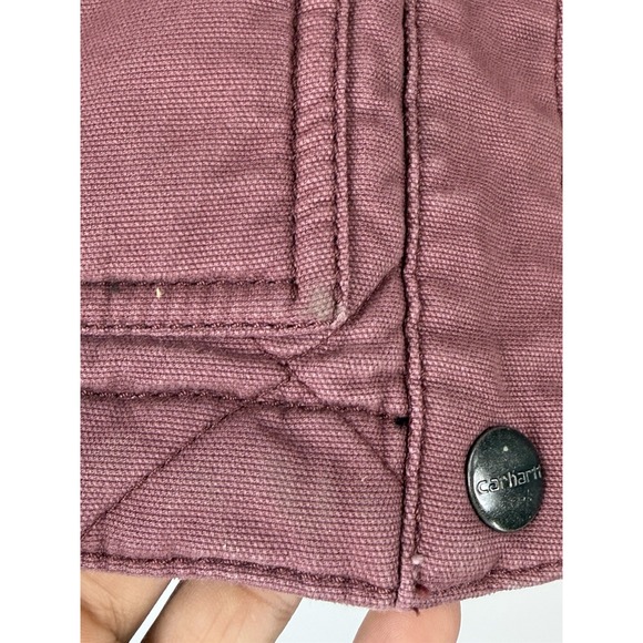Carhartt Quilted Canvas Vest Women XS Mauve Pink Workwear Utility - Picture 10 of 14